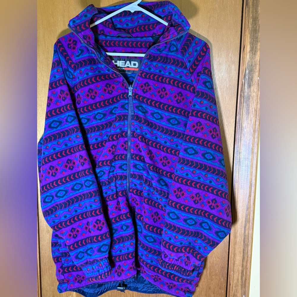 HEAD Women’s Vibrant Patterned Teddy Jacket - Purple and Blue